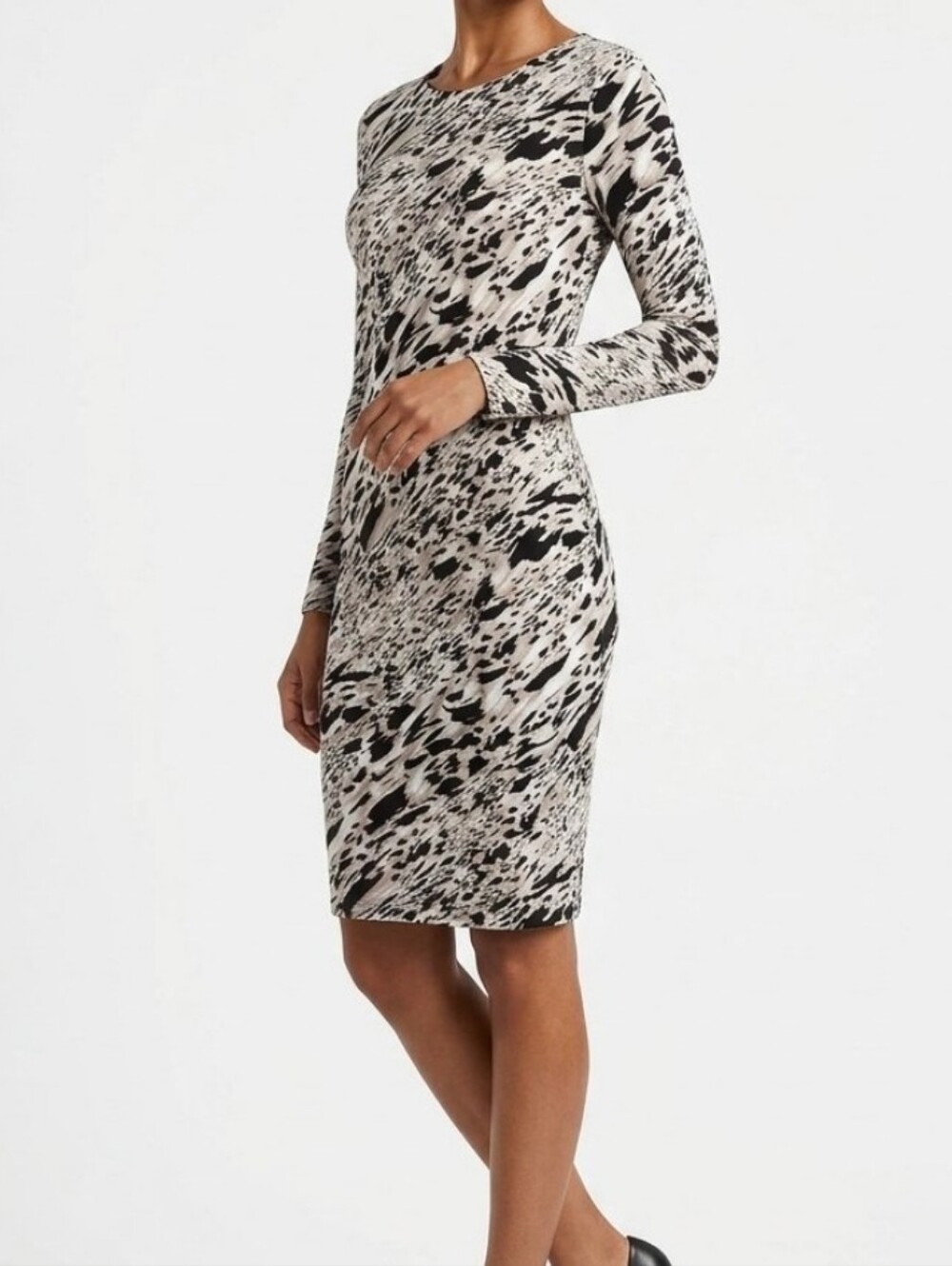 VINCE CAMUTO Womens Lined Back Closure Long Sleeve Dress Brown Multi Stretch S